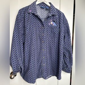 Vintage XL Winnie the Pooh Eeyore Corduroy Button Up Shacket Shirt Disney World